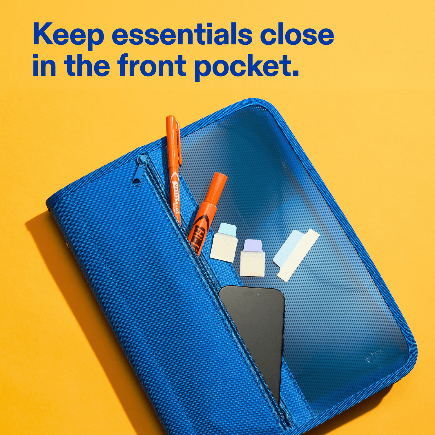 Avery Zipper Binder, 1", Blue, Round Ring, Front Pocket, Lightweight, 175 Sheet Capacity, 1 Binder