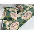thumbnail image 2 of Peony Bed Runner Set, Cartoon Inspirations Innocent Floral Pattern with Leaves Greenery Print, Decorative Bedding Scarf & 2 Pillow Shams for Hotels Homes, Queen, Hunter Green Champagne, by Ambesonne, 2 of 3