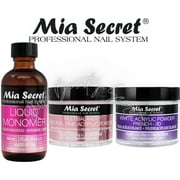 Mia Secret Liquid Monomer 2 oz and Powder 2 oz x 2 (CLEAR + NATURAL PINK)
