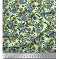 thumbnail image 1 of Soimoi Georgette Viscose Fabric Leaves & Floral Block Fabric Prints by Yard 42 Inch Wide, 1 of 3