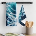 thumbnail image 3 of Blue Teal Coastal Kitchen Towel Dish Cloths Set of 1, Microfiber Soft Kitchen Hand Towels, Sea Nautical Ocean Summer Beach Absorbent Quick Drying Dishcloths 18 x 28 Inches, 3 of 8