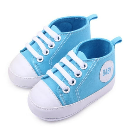 

Infant Toddler Baby Boys Girls Soft Sole Crib Shoes Sneaker Born First Walker Infant Baby Kid Pram Shoes Sneaker Trainer Blue 6-9M