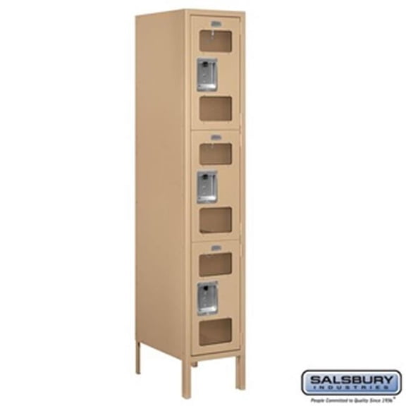 Salsbury S-63158TN-U 1 x 5 x 18 in. Triple Tier See Through Metal Locker, Tan - Unassembled