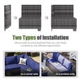 thumbnail image 3 of LazySunsets 6-Piece Outdoor Wicker Patio Conversation Set, Grey Rattan Sofa with Navy Blue Cushions, Tempered Glass Coffee Table for Backyard Garden Deck, 3 of 7