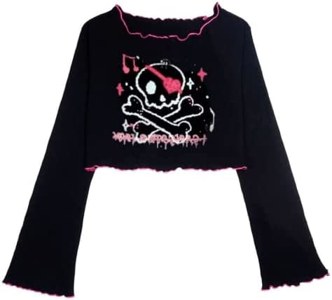Black Crop Tops for Girls Women Witchy Clothes Cute Shirts Concert Outfits  Kawaii Goth Top Y2k T-Shirt Emo Alt Aesthetic at  Women's Clothing  store