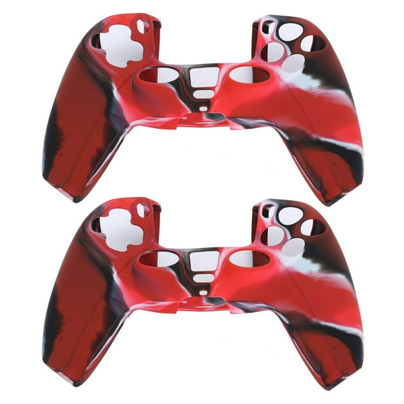2 fundas protectoras para mando de PS5 Bling Bling silicona camuflaje rojo