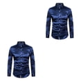 thumbnail image 4 of Sonducket Camisa transpirable para hombre Satén con mangas largas - Trabajo Boda o hogar Camisa para hombre Manga larga formal Azul marino Azul marino SG 2piezas, 4 of 4