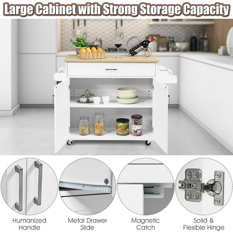 Costway Rolling Kitchen Island Cart Storage Cabinet w Towel