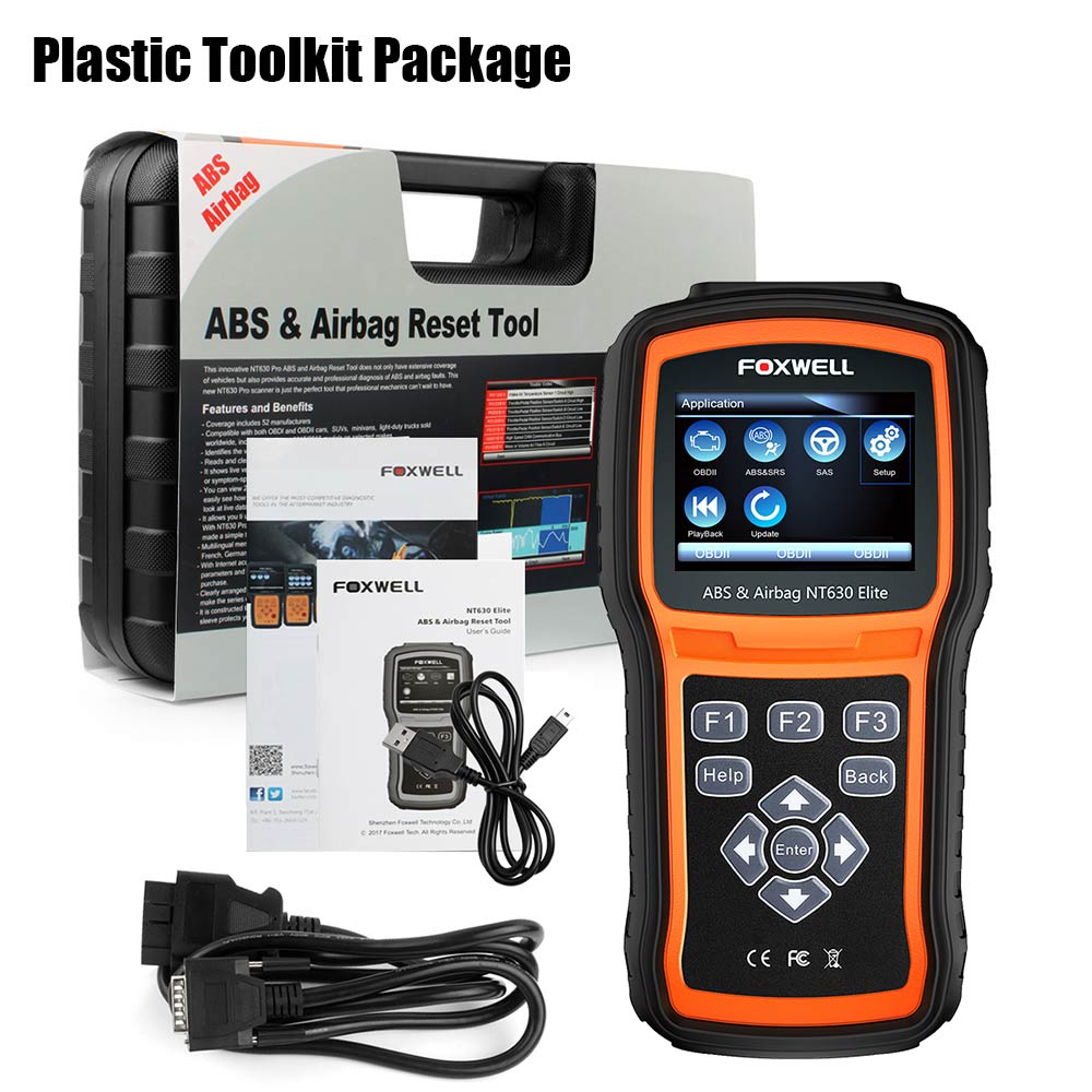 Foxwell NT630 Plus OBD2 Scanner ABS SRS Scanner Bidirectional Control Scan  Tool SAS Calibration Automotive Diagnostic Scanner Check Engine Code Reader  12V OBD Car Scanner EOBD OBD Scanner Auto Scan