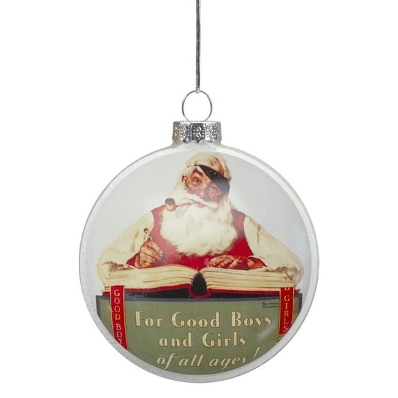 Northlight 3" Norman Rockwell 'No Christmas Problem Now' Glass Disc Ornament