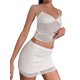 thumbnail image 1 of Sunloudy Blusas cortas para mujer, traje de medio vestido de malla, camisa recortada con cuello en V, falda recortada informal de cintura alta para la calle Sunloudy  moda, 1 of 8