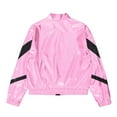 thumbnail image 6 of Alvivi Kids Girls Shiny Metallic Long Sleeve Zipper Bomber Jacket Rave Party Coat Outerwear Pink 14, 6 of 7