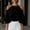 Black, variant on Women's Elegant Halter Cold Shoulder Ruffle Blouse – Tiered Flutter Half Sleeve Pleated Neck Top for Party Vacation White,M