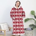 thumbnail image 4 of Women's Christmas Fleece Lined Sleepwear Robes Hooded Long Sleeve Print Long Bathrobes with Pockets Red FreeSize120cm, 4 of 7