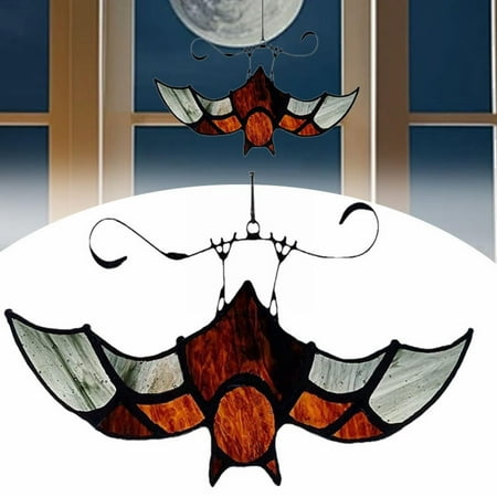 

Fall Deals! Halloween Bat Pendant Colored Acrylic Bat Outdoor Door Decoration Halloween Home Decor Spooky Bat Ornament for Front Door Outdoor Patio