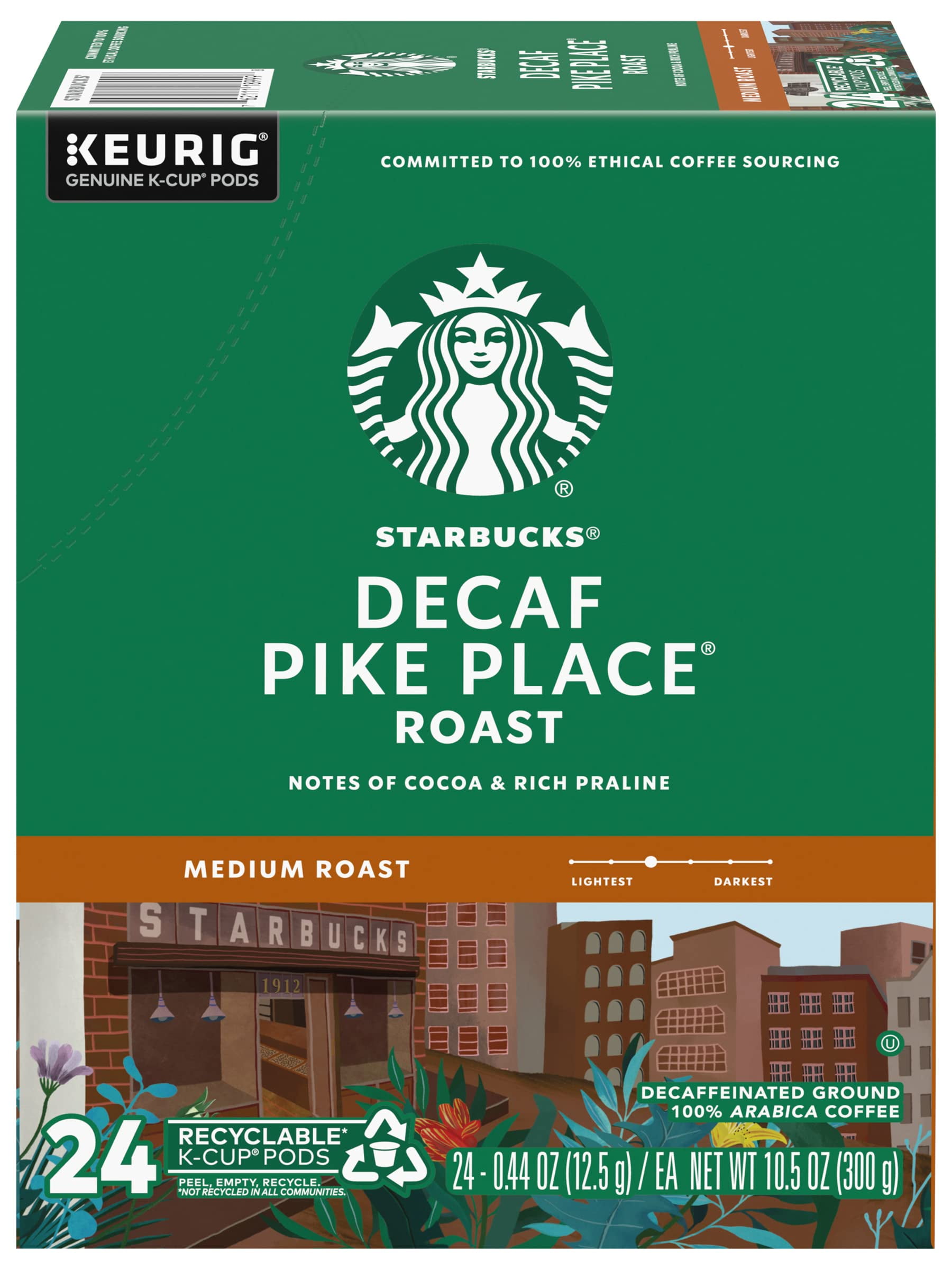 Starbucks Decaf Pike Place Roast Coffee, Medium Roast, K-Cup Pods