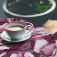 thumbnail image 3 of Ambesonne Floral Fitted Round Tablecloth, Magnolia Flowers Watercolor, 40"- 44" Diameter, Plum Dark Magenta and Umber, 3 of 5