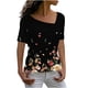 thumbnail image 1 of Moda mujer Casual pantalones cortos manga cuello sesgado impreso señoras Tops blusa Pompotops ulkah936789, 1 of 4