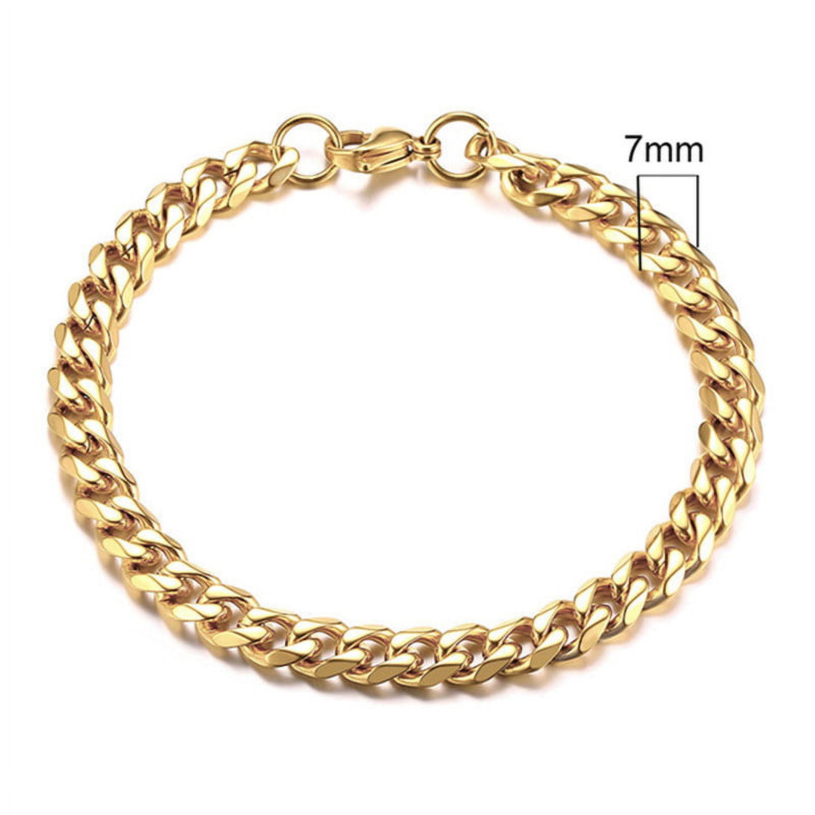 Lordgold Mens Simple 9mm 14K Yellow Gold Curb Cuban Link Chain Bracelets for Women Unisex Wrist Jewelry Gifts