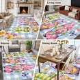 thumbnail image 5 of Spring Floral Gnomes Area Rugs 5'x7', Small Throw Rugs for Laundry Room Playroom, Watercolor Flowers Butterflies Blue Plaid Indoor Outdoor Rug Non-Slip Low Pile Carpet Runner Reversible Floor Mats, 5 of 8