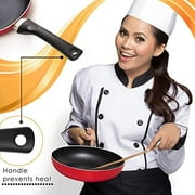 Moss & Stone 3 Peice Pots & Pans Set Nonstick Cookware Set, Aluminum Pots and Pans, Red Pots and Pans Set with Glass Lid, Dishwasher Safe, Cooking Set
