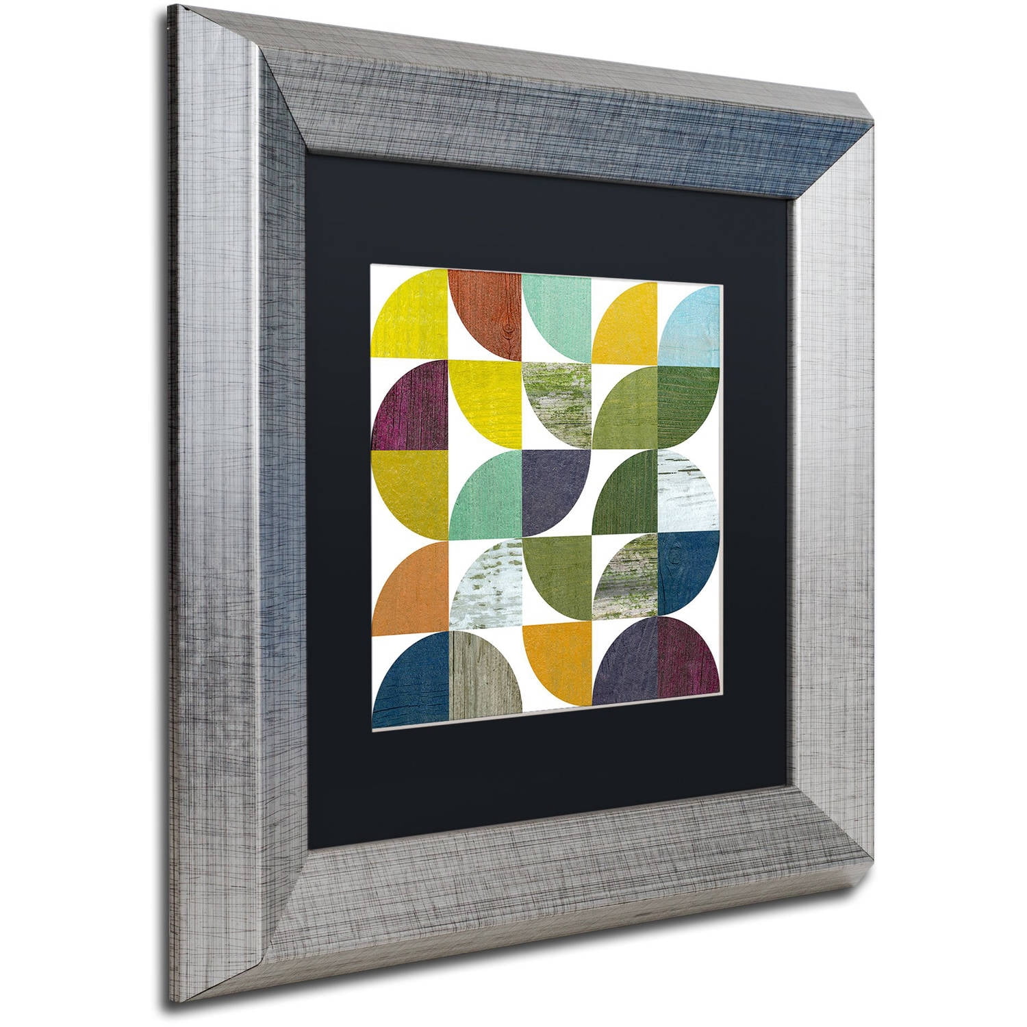 Trademark Fine Art "Rustic Rounds 1.0" Canvas Art by Michelle Calkins, Black Matte, Silver Frame