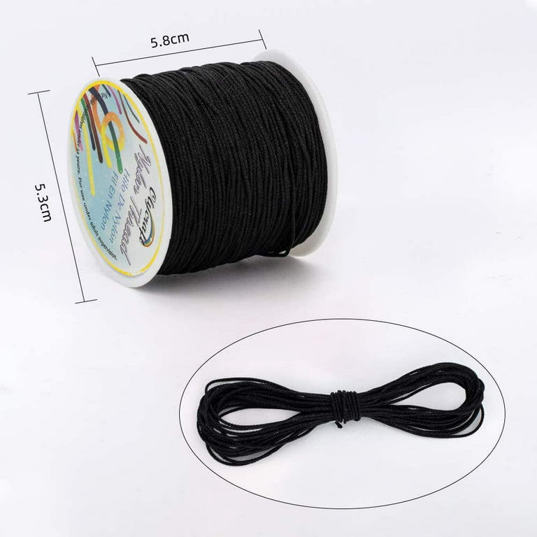 175 Yards 1mm Nylon Chinese Knotting Cord Black Rattail Macrame Thread Nylon  Beading String Cord 