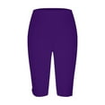 thumbnail image 4 of Jewelreauty Short Leggings for Women High Waisted Workout Stretch Yoga Leggings Pull On Knee Length Pants (2XL, Purple), 4 of 5