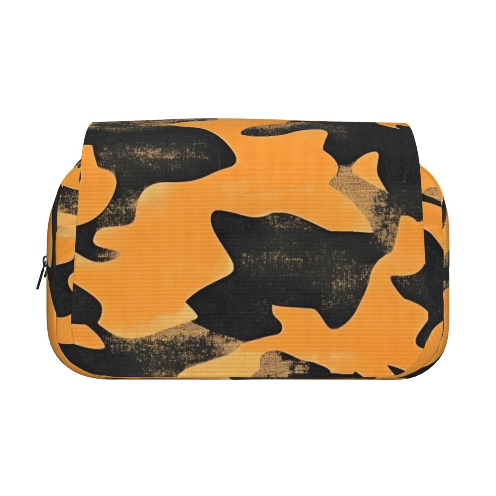 Large-Capacity Flip-Top Double-Layer Pencil Case, Multi-Functional Pocket Pen Case, Durable Stationery Organizer Texture Camo Army Orange_3