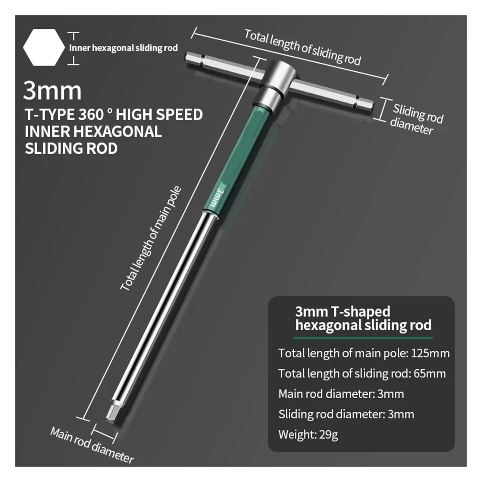 T Type Torx Screwdriver Hex Torque Wrench Chrome Hexagonal Spanner Rod Tool Extended T-Socket