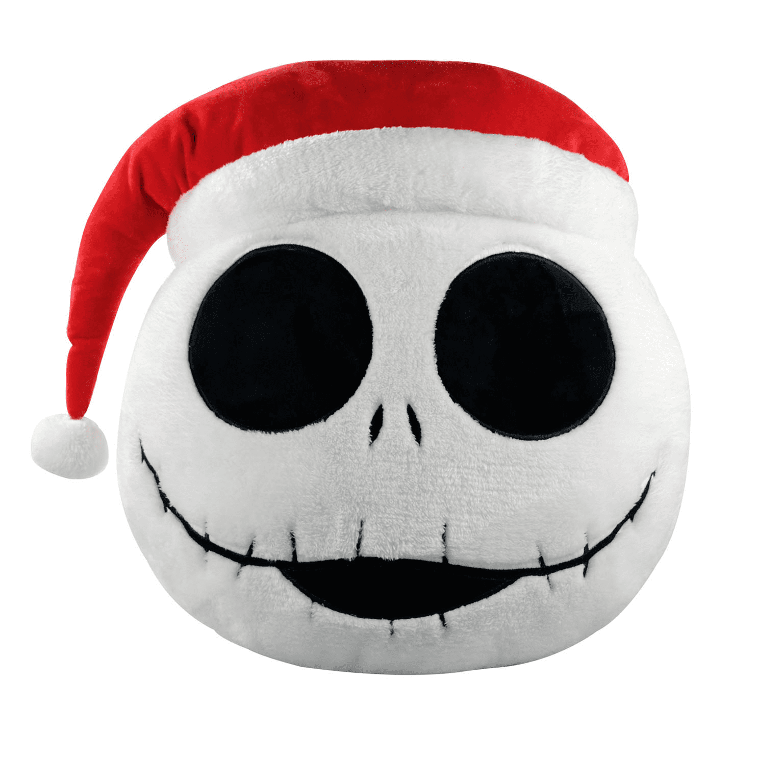 Disney, The Nightmare Before Christmas, Santa Jack Skellington Pillow, 16 inches Round, Polyester, White, Red