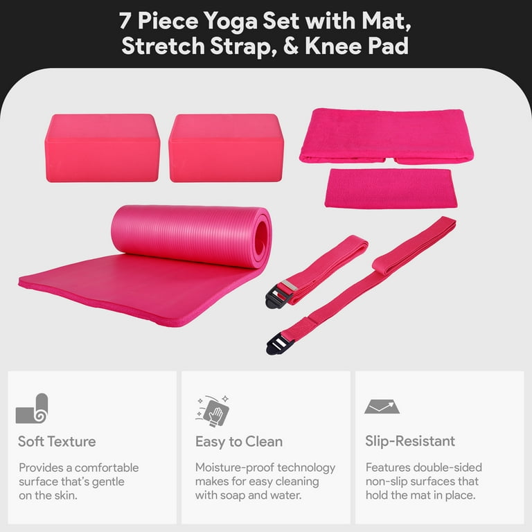 Free Shipping! BalanceFrom Fitness 7 Pc Yoga Set w/ Mat, Stretch