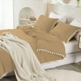 thumbnail image 5 of DNG Luxury 5 Piece Pom Pom Plain Pattern Comforter Set, 800 Thread Count, 100% Egyptian Cotton, White Vintage Pom-Pom Fringe Super Soft (King/California King Size Taupe Color), 5 of 9