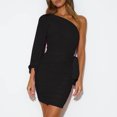 thumbnail image 4 of Vestido ajustado para mujer Color sólido Manga farol Estilo sexy Traje de fiesta ajustado FLhrweasw Nuevo, 4 of 9