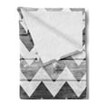 thumbnail image 2 of Chevron Soft Flannel Fleece Blanket, Zig Zag Lines Pattern on Wooden Looking Background Rustic Home Print, Cozy Plush for Indoor and Outdoor Use, 50" x 60", Pale Grey White and Grey, by Ambesonne, 2 of 5