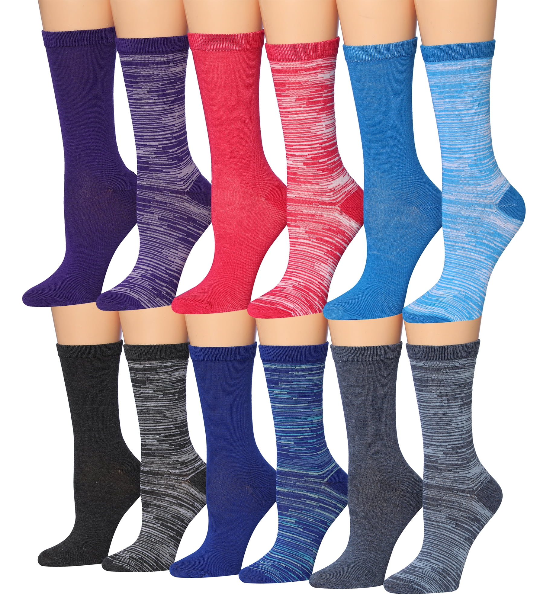Colorfut Women's 12 Pairs Colorful Patterned Crew Socks WC77-AB ...