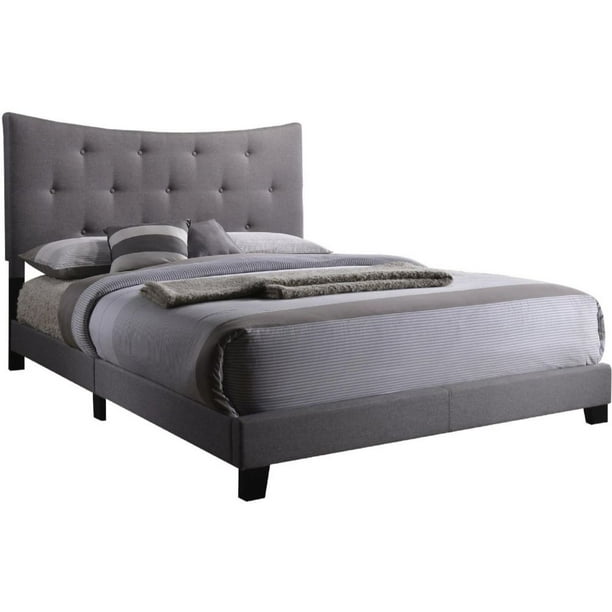 Acme Venacha Upholstered Platform Queen Bed Gray Fabric Com Acme Venacha Upholstered Platform Queen, Platform Fabric Queen Bed