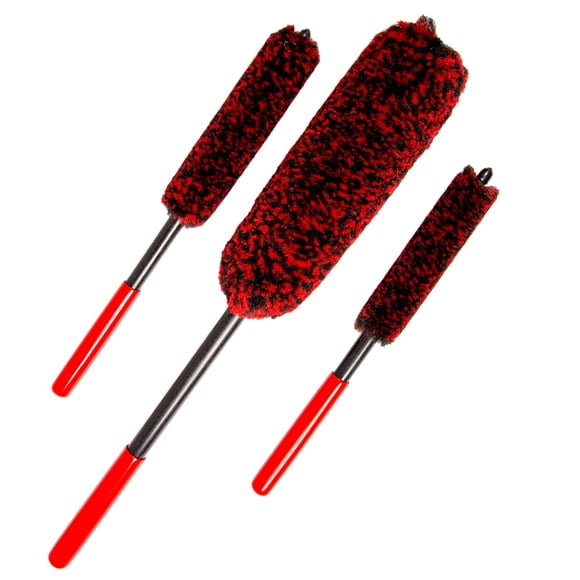 Juego de cepillos para ruedas Soft Brsuh (paquete de 3) - Cepillo suave sintético de 3 tamaños 1 cepillo para detalles del automóvil Cepillo de limpieza suave para ruedas para lavado de llantas de aut