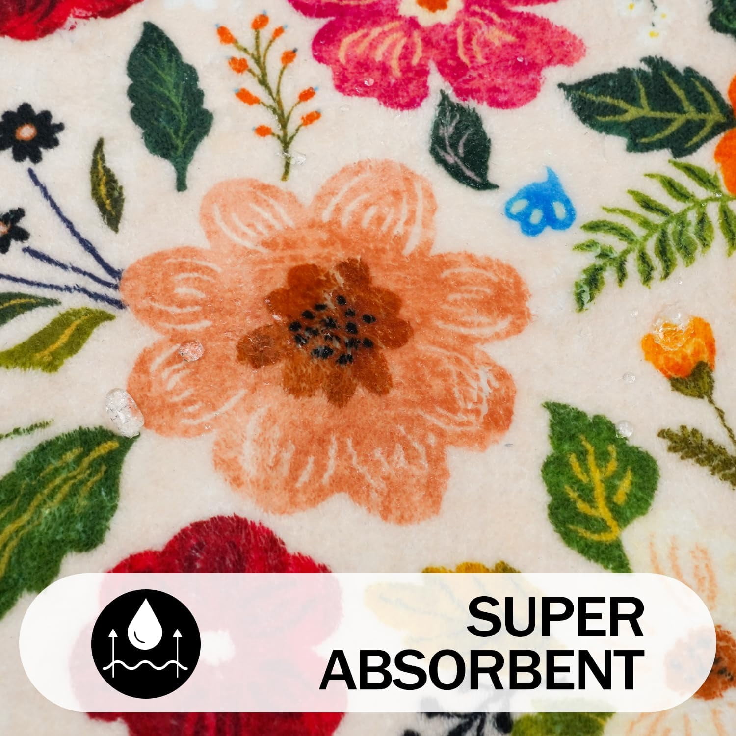 Floral Bathroom Rugs Large Long Bath Mat, Washable Bathroom Runner Rug Non Slip, Cute Flower Rug for Bathtub Floor