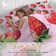 thumbnail image 4 of 3 Piece Red Strawberry Duvet Cover Set California King, Microfiber Comforter/Quilt Cover with Corner Ties and 2 Pillowcases, Pink Watercolor Modern Art All Season Soft Bedding with Zipper Closure, 4 of 8