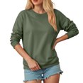 thumbnail image 4 of idosla Sweatshirt for women Side Split Fall Fashion 2025 Long Sleeve Shirts Trending Now (Dark Green, M), 4 of 7
