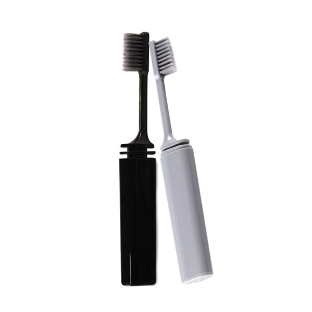 EeaseMX 2 cepillos de dientes portátiles de viaje, creativos, plegables, con cerdas de carbón de bambú (gris y negro)