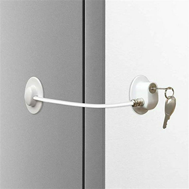 Gpoty Refrigerator Limit Lock Highly Secured Refrigerator Lock with Key File Drawer Lock Safety Cabinet Locks with Double-Sided Tape Mini Refrigerator