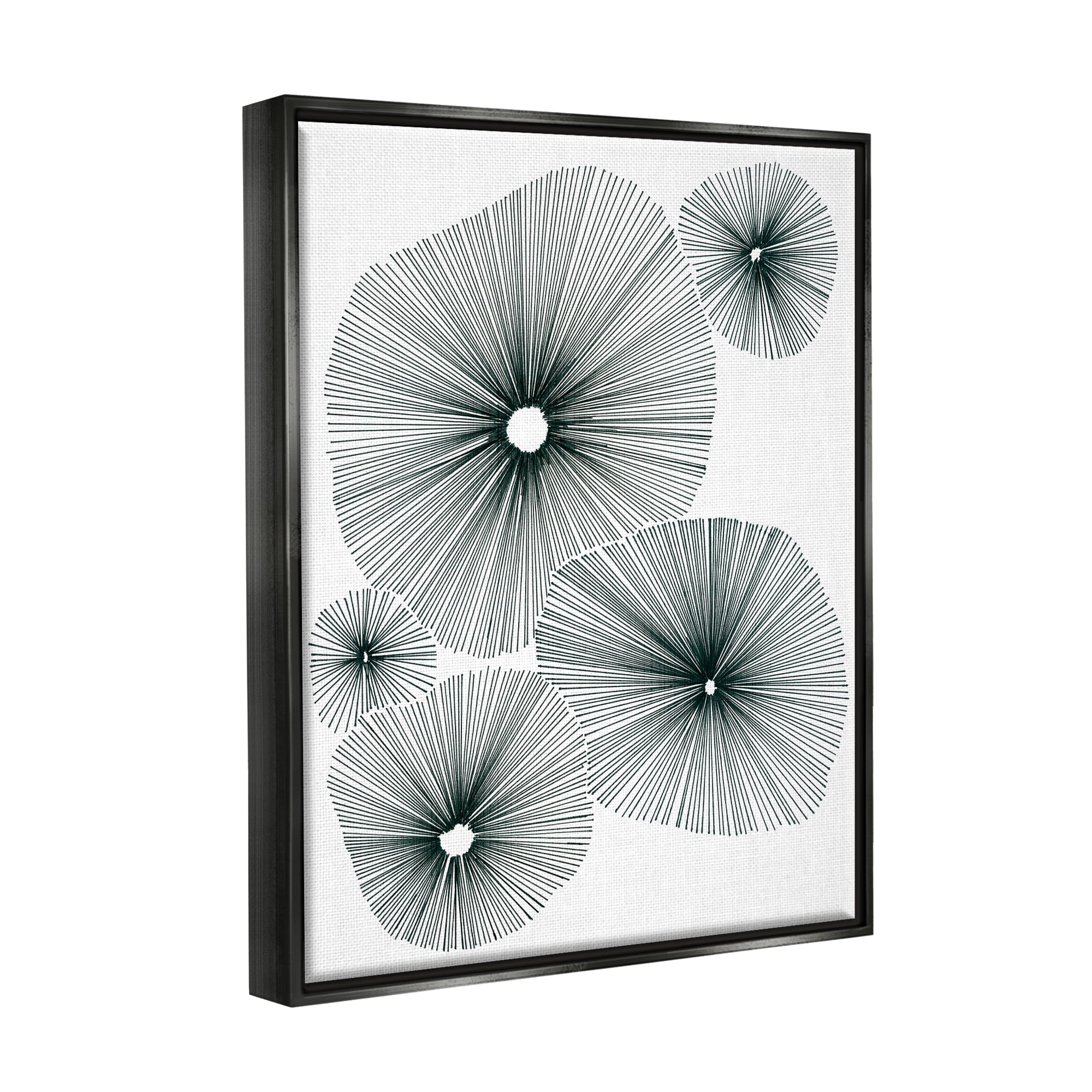 Stupell Industries Abstract Overlapping Flower Shapes Botanical & Floral Drawing Black Floater Framed Art Print Wall Art