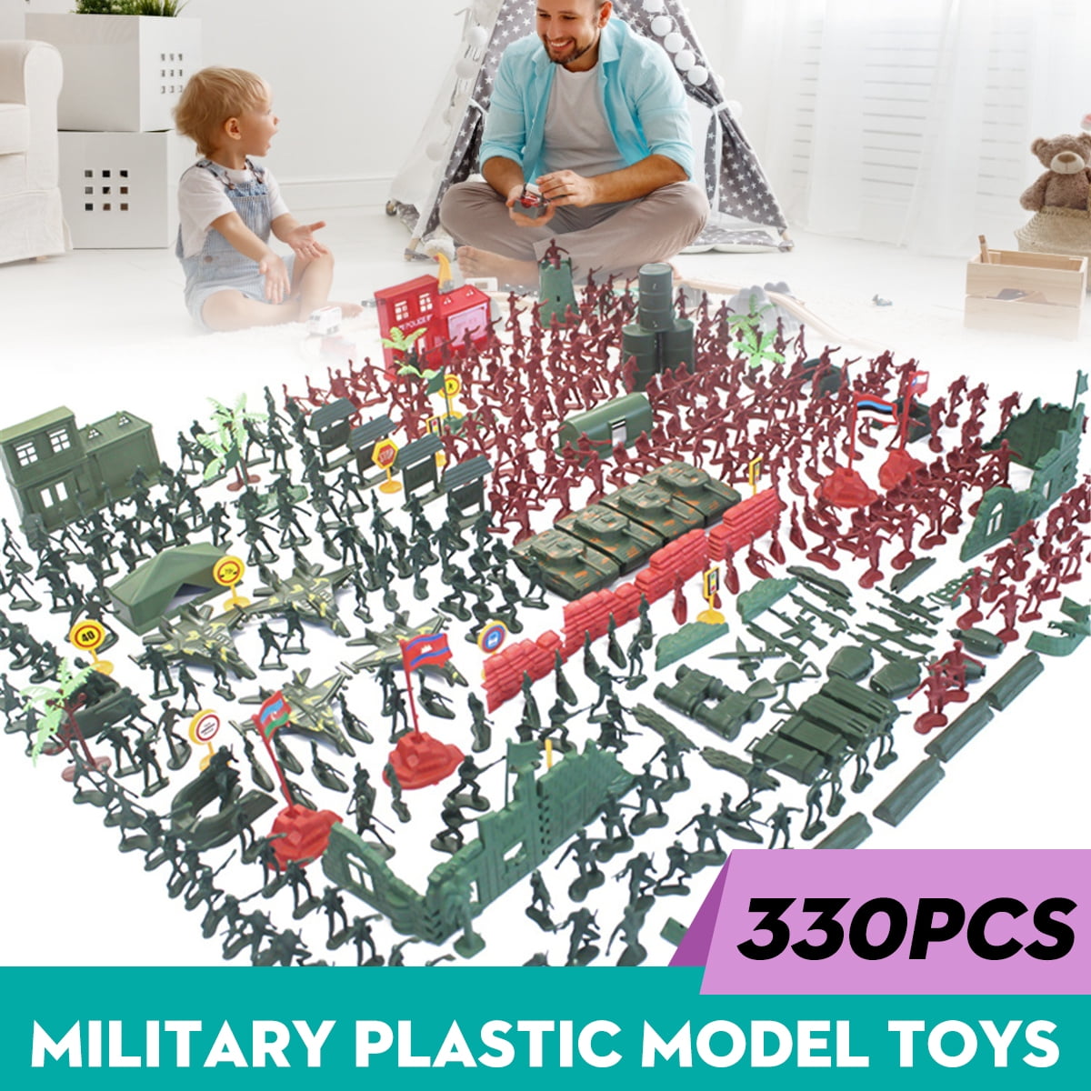 330PCS Military Plastic Model Playset  Soldiers Figures & Accessories Kid  K 