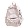 thumbnail image 2 of Elegant Polka Dot Lace Backpack, Soft Polyester Daypack with Padded Straps & Large Compartment for Commute & Travel (Pink), 2 of 6