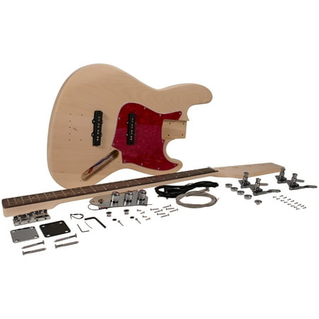 Seismic Audio Vintage Bass Style DIY Electric Guitar Kit - Unfinished Luthier Project Kit Multi color - (Best Bass Guitar Vst)