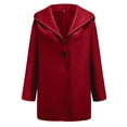 thumbnail image 7 of Women's Single Breasted Wool Blend Pea Coats Spring Fall Hooded Trench Coat for Women Casual Lightweight Overcoat Red M, 7 of 7