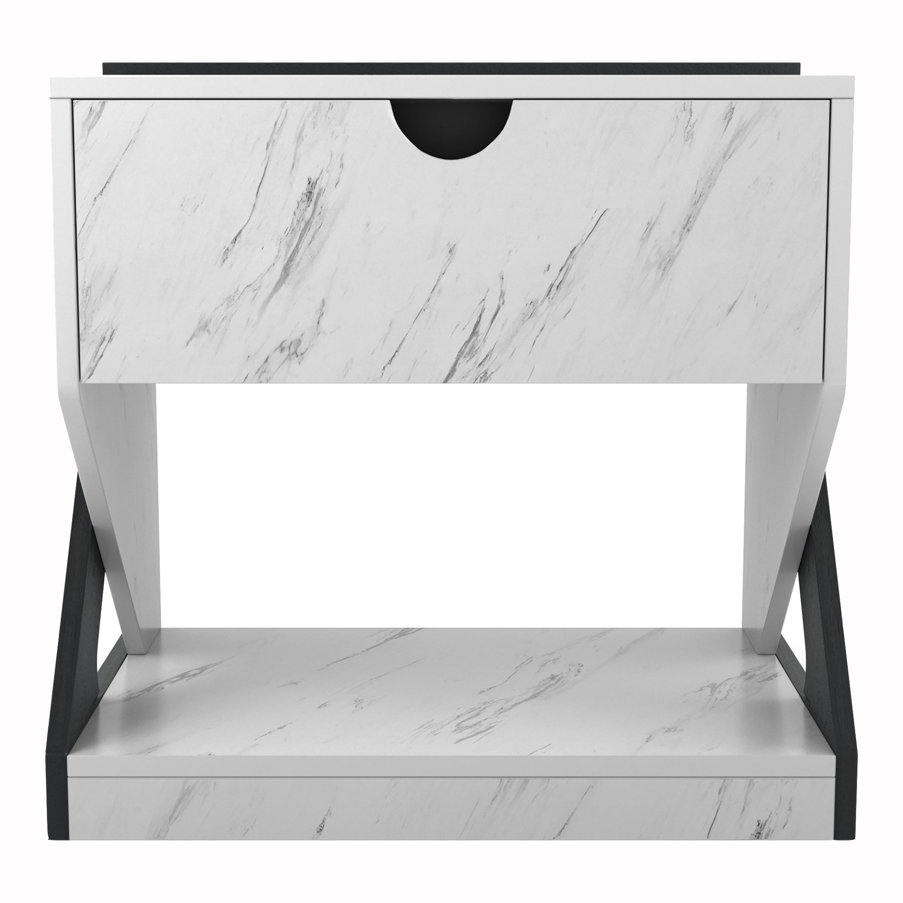 Furniture of America Tilde 1-Drawer and 1-Shelf Wood Adult Nightstand, White