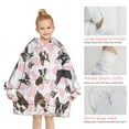 thumbnail image 6 of Cute Boston Terrier Dog and Pink Love Heart Blanket Hoodies for Kids 6-13YR Oversize Wearable Blanket Hoodies for Boys Girls Teens, 6 of 7